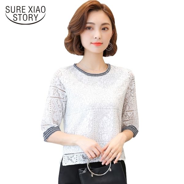 summer o- neck plus size fashion lace shirt solid casual loose hollow embossed women blouse blusas 168a 30 210415, White
summer o- neck plus size fashion lace shirt solid casual loose hollow embossed women blouse blusas 168a 30 210415, White