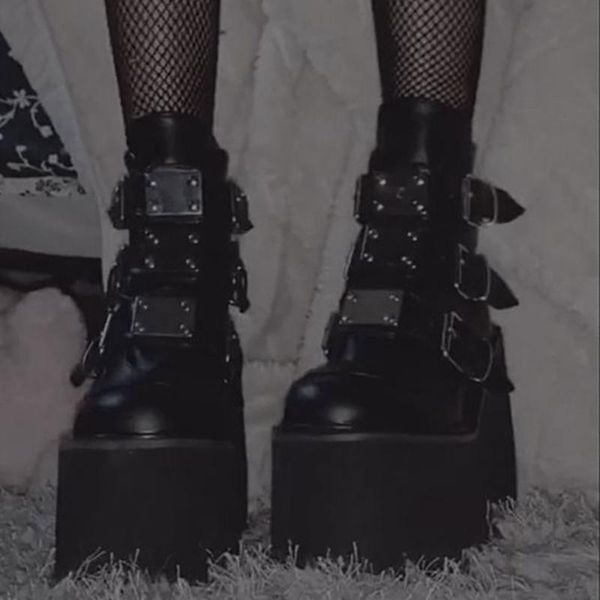 brand deisgn gothic style women shoes wedges heels plaltform cosy buckles straps ankle boots spring, Black
brand deisgn gothic style women shoes wedges heels plaltform cosy buckles straps ankle boots spring, Black