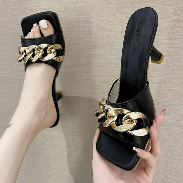 dress shoes fashion chain design women heels summer open toe solid color sandals stiletto 2021 square head luxury prom woman slippers, Black
dress shoes fashion chain design women heels summer open toe solid color sandals stiletto 2021 square head luxury prom woman slippers, Black