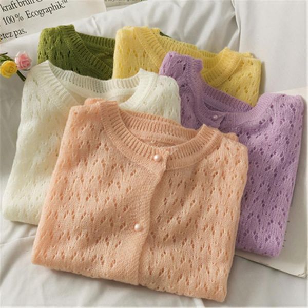 women's knits & tees summer thin hollow sweater women sweet o-neck short sleeve cardigan 2021 korean fashion all match knitted zy5741, White
women's knits & tees summer thin hollow sweater women sweet o-neck short sleeve cardigan 2021 korean fashion all match knitted zy5741, White