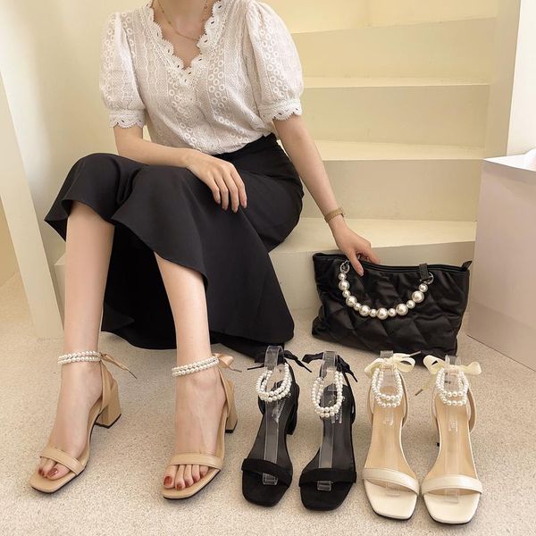 bow shoes med sandals straps summer heels all-match 2021 women's suit female beige medium lace up girls high clear pearl com, Black
bow shoes med sandals straps summer heels all-match 2021 women's suit female beige medium lace up girls high clear pearl com, Black