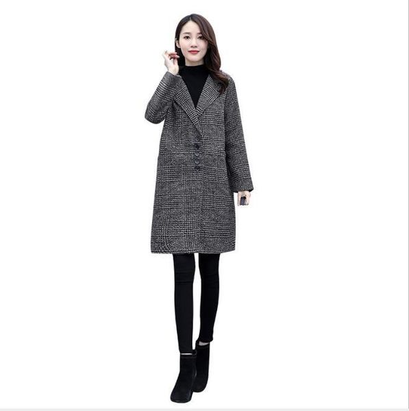 women's wool & blends 2021 autumn and winter korean fashion lapel single-breasted mid-length large size plaid woolen coat women, Black
women's wool & blends 2021 autumn and winter korean fashion lapel single-breasted mid-length large size plaid woolen coat women, Black