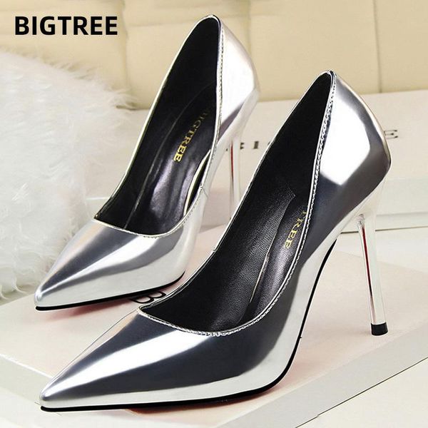 dress shoes bigtree patent leather woman pumps silver wedding high heels women fashion party, Black
dress shoes bigtree patent leather woman pumps silver wedding high heels women fashion party, Black
