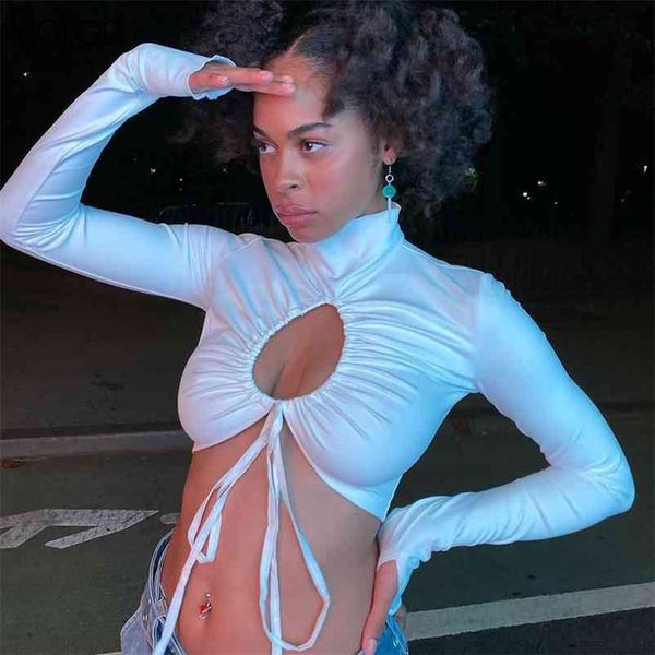 klalien spring hollow out women t-shirt drawstring bandage long sleeve turtleneck street party clubwear outfits 210401, White
klalien spring hollow out women t-shirt drawstring bandage long sleeve turtleneck street party clubwear outfits 210401, White