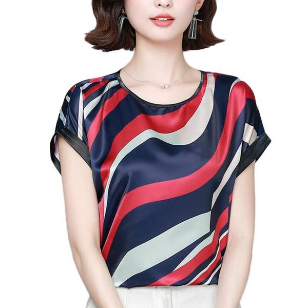 women's blouses & shirts striped silk blouse women summer short sleeve loose chiffon casual plus size blusas mujer, White
women's blouses & shirts striped silk blouse women summer short sleeve loose chiffon casual plus size blusas mujer, White