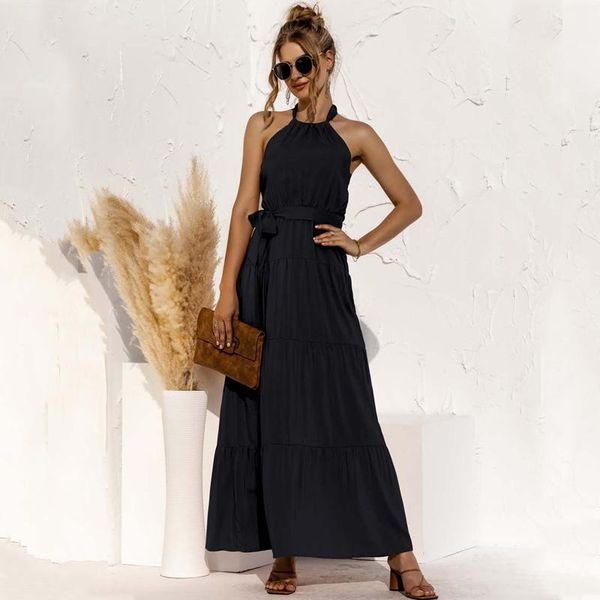 casual dresses 2021 summer beach halter dress women long maxi ladies sleeveless backless elegant party with belt black pink, Black;gray
casual dresses 2021 summer beach halter dress women long maxi ladies sleeveless backless elegant party with belt black pink, Black;gray