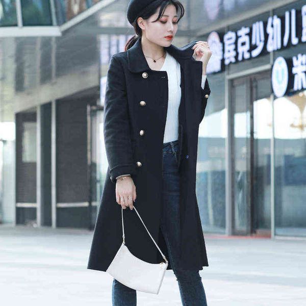 fur autumn and winter imitation fur tweed coat 211207, Black