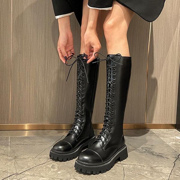 boots 2021 genuine leather thick sole chunky heel knight women's shoes cross tied knee high riding slim long, Black
boots 2021 genuine leather thick sole chunky heel knight women's shoes cross tied knee high riding slim long, Black
