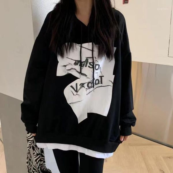 women's hoodies & sweatshirts 2021 korean fashion casual wild letter printing fake two-piece design loose hooded hoodie sweatshirt wome, Black
women's hoodies & sweatshirts 2021 korean fashion casual wild letter printing fake two-piece design loose hooded hoodie sweatshirt wome, Black