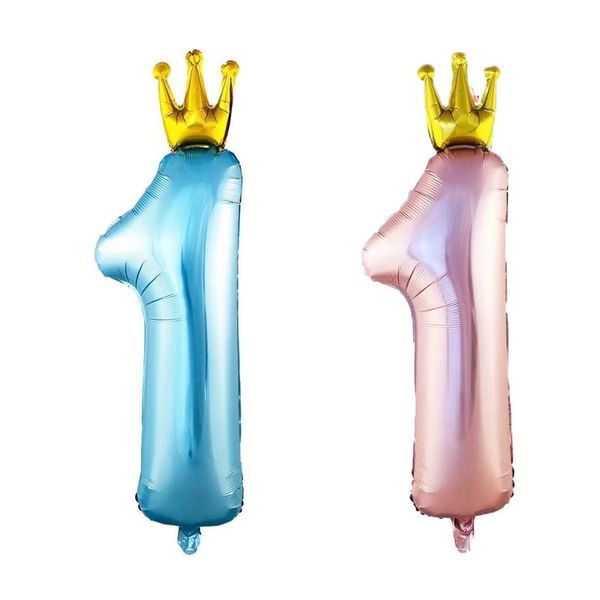 party decoration 10pcs crown number 1 year foil balloons 36" one blue pink digital helium baby shower birthday globos
party decoration 10pcs crown number 1 year foil balloons 36" one blue pink digital helium baby shower birthday globos