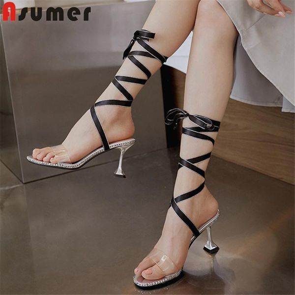 dress shoes asumer 2021 women sandals pvc transparent party wedding cross tied summer thin high heels ladies, Black
dress shoes asumer 2021 women sandals pvc transparent party wedding cross tied summer thin high heels ladies, Black