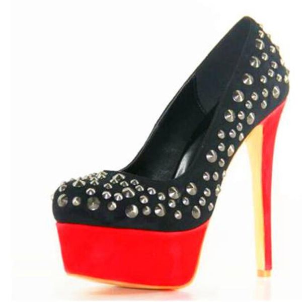 shoes.beautiful stylish women's shoes, suede, decorative rivets, about 14.5 cm high-heeled round toe pumps. dress shoes, Black
shoes.beautiful stylish women's shoes, suede, decorative rivets, about 14.5 cm high-heeled round toe pumps. dress shoes, Black