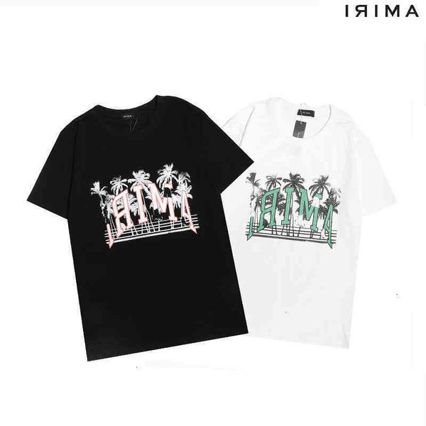 short brand am fashion new sleeve palm tree print men's and women's casual short sleeve t-shirt, White;black
short brand am fashion new sleeve palm tree print men's and women's casual short sleeve t-shirt, White;black