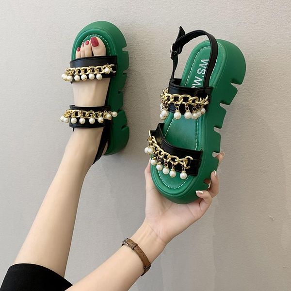 sandals open toe platform woman for women luxury pearl metal chain punk trendy summer woman's shoes outdoor, Black
sandals open toe platform woman for women luxury pearl metal chain punk trendy summer woman's shoes outdoor, Black