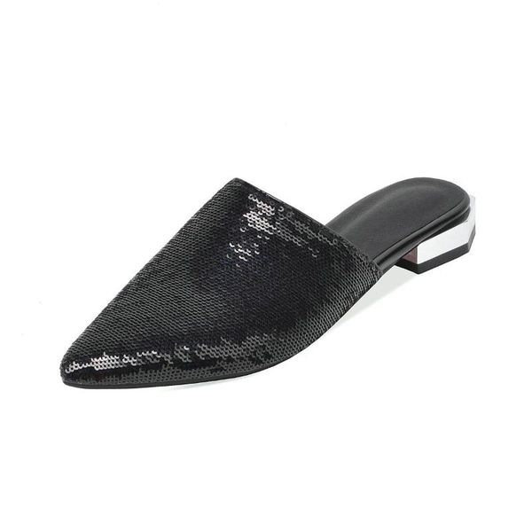 low heels ladies slippers gold mules shoes women bling pointed toe sequined cloth fshiny size 45 46 47 48, Black
low heels ladies slippers gold mules shoes women bling pointed toe sequined cloth fshiny size 45 46 47 48, Black
