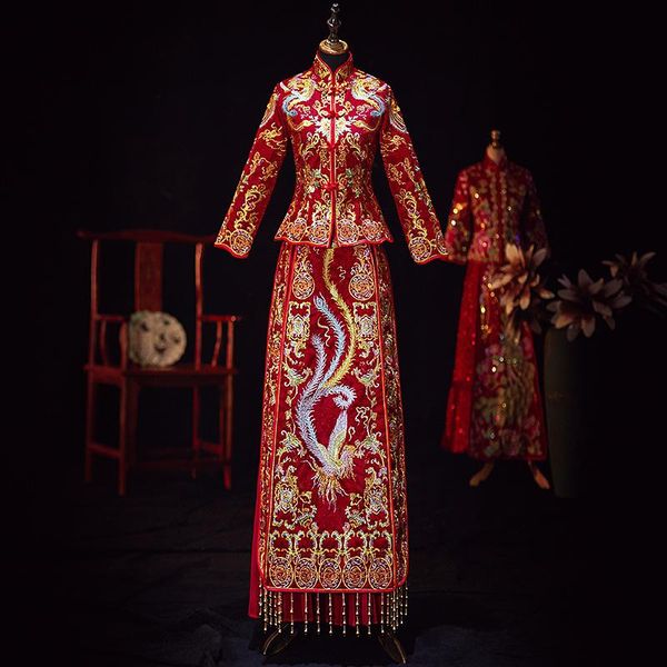 exquisite embroidery wedding dress chinese style marriage set women cheongsam vintage bride costume oriental lady gift ethnic clothing, Red
exquisite embroidery wedding dress chinese style marriage set women cheongsam vintage bride costume oriental lady gift ethnic clothing, Red