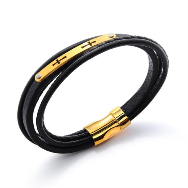 cuff europe and america multi-layer hollow cross wild titanium steel men's leather bracelet, White
cuff europe and america multi-layer hollow cross wild titanium steel men's leather bracelet, White