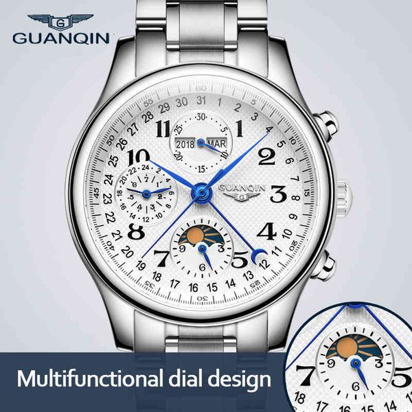 sapphire guanqin automatic watches men multifunctional lunar phase watches waterproof perpetual calendar mechanical, Slivery;brown
sapphire guanqin automatic watches men multifunctional lunar phase watches waterproof perpetual calendar mechanical, Slivery;brown