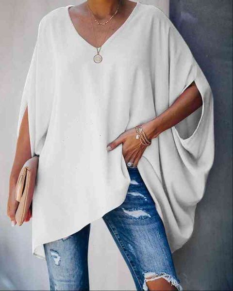 womens shirts fashion women summer elegant v neck oversized lady casual solid long sleeve loose fit blouse, White 
womens shirts fashion women summer elegant v neck oversized lady casual solid long sleeve loose fit blouse, White