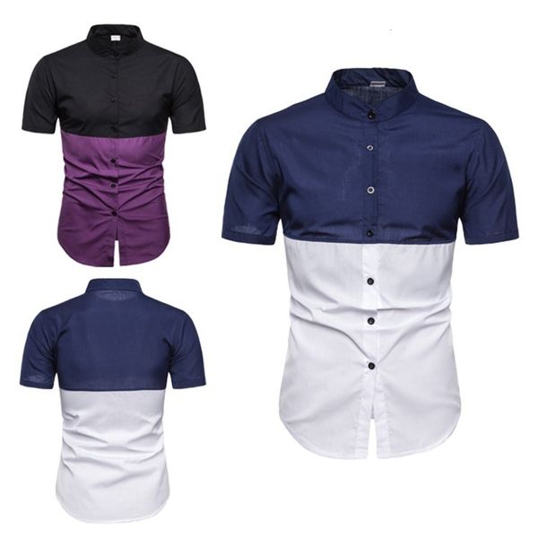 men's shirt hawaii leisure summer two color stitching lapel short sleeve men's base inch shirt, White;black
men's shirt hawaii leisure summer two color stitching lapel short sleeve men's base inch shirt, White;black