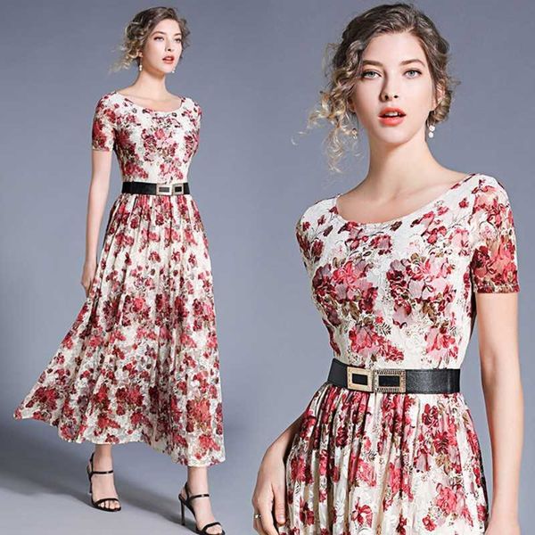 summer runway designer o neck pleated dress elegant women lace patchwork floral print midi vestidos 210531, Black;gray
summer runway designer o neck pleated dress elegant women lace patchwork floral print midi vestidos 210531, Black;gray
