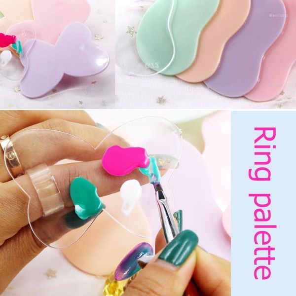 nail art finger ring palette plate manicure acrylic uv gel polish foundation mixing pigment board painting tools1, Silver 
nail art finger ring palette plate manicure acrylic uv gel polish foundation mixing pigment board painting tools1, Silver