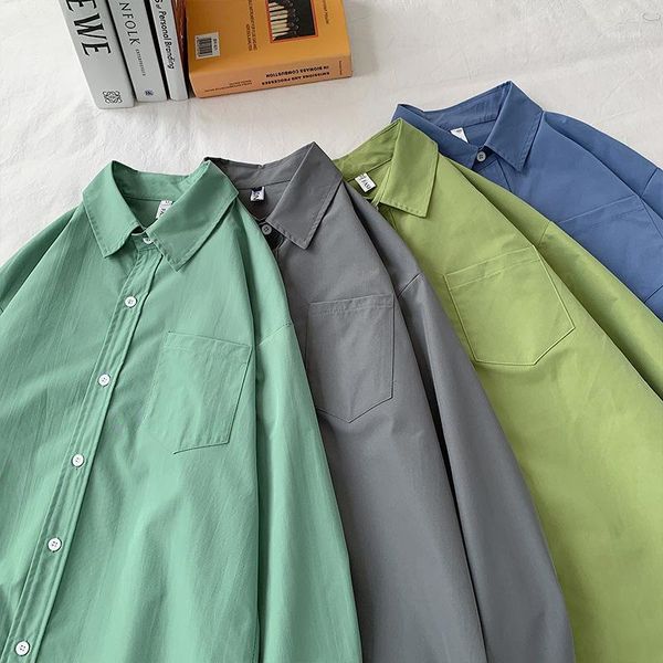 men's casual shirts longsleeve shirt for men solid color korean style handsome trend all match personalized oversized, White;black
men's casual shirts longsleeve shirt for men solid color korean style handsome trend all match personalized oversized, White;black