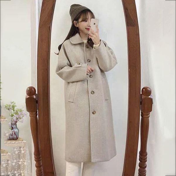 women's wool & blends korea chic 2021 winter black medium long single breasted sleeve woolen coat thickened outwear x904
women's wool & blends korea chic 2021 winter black medium long single breasted sleeve woolen coat thickened outwear x904