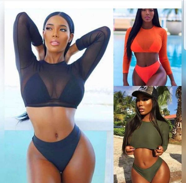 chenchen long sleeve multicolor mesh bikini swimsuit, White;black
chenchen long sleeve multicolor mesh bikini swimsuit, White;black