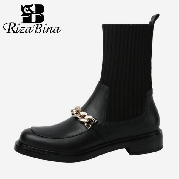 boots rizabina size 33-40 women real leather ankle round toe metal chains sock winter fashion slip on female footwear, Black
boots rizabina size 33-40 women real leather ankle round toe metal chains sock winter fashion slip on female footwear, Black