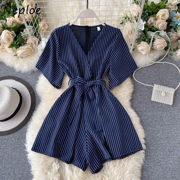 neploe striped jumpsuits women fashion v neck short sleeve ladies playsuits casual sashes slim waist wide leg bodysuit 1e1851, Black;white
neploe striped jumpsuits women fashion v neck short sleeve ladies playsuits casual sashes slim waist wide leg bodysuit 1e1851, Black;white