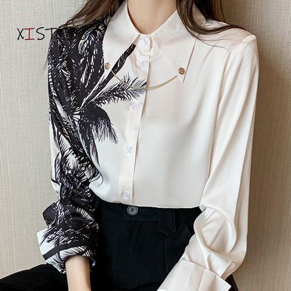 women's blouses & shirts fake silk women elegant female printed chiffon long sleeve ladies ol style satin blouse blusas femininas, White
women's blouses & shirts fake silk women elegant female printed chiffon long sleeve ladies ol style satin blouse blusas femininas, White