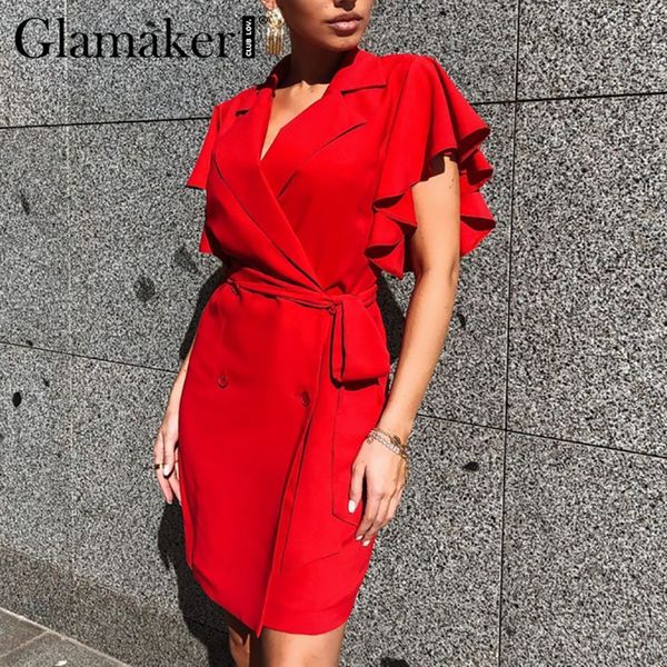 glamaker ruffle chic notched dress women red short sleeve office ladies blazer dresses elegant party club mini dress 210414, Black;gray
glamaker ruffle chic notched dress women red short sleeve office ladies blazer dresses elegant party club mini dress 210414, Black;gray