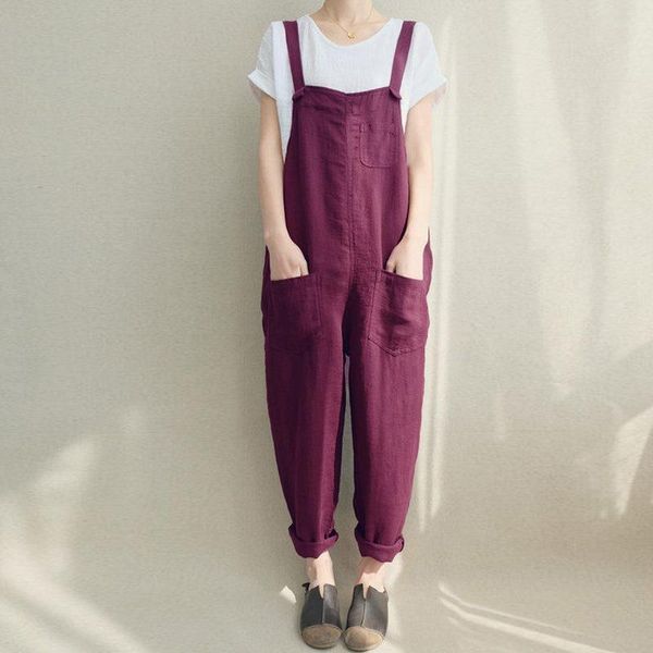 strappy bib overalls pockets women jumpsuit summer cotton linen long pocket casual solid dungarees loose rompers plus size, Black;white
strappy bib overalls pockets women jumpsuit summer cotton linen long pocket casual solid dungarees loose rompers plus size, Black;white