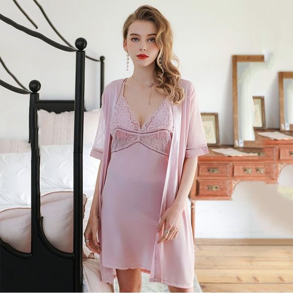 women's sleepwear lace robe set women satin nighty&robe summer silky 2pcs female kimono gown casual nightwear home clothes, Black;red
women's sleepwear lace robe set women satin nighty&robe summer silky 2pcs female kimono gown casual nightwear home clothes, Black;red
