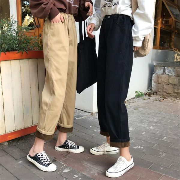 women's jeans 2021 fleece and thick elastic waist design loose-fitting straight long style woman, Blue
women's jeans 2021 fleece and thick elastic waist design loose-fitting straight long style woman, Blue