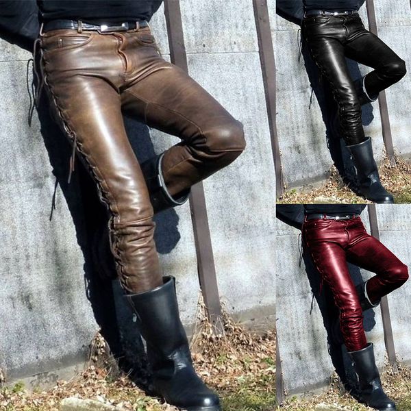 men's pants fashion slim pu leather mid waist casual solid color outdoor with poet, Black
men's pants fashion slim pu leather mid waist casual solid color outdoor with poet, Black