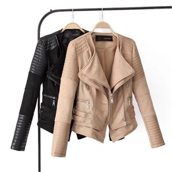 faux leather suede splice women jacket black pu motorcycle zippers female coat spring autumn solid casual lady outerwear 979 women's &
faux leather suede splice women jacket black pu motorcycle zippers female coat spring autumn solid casual lady outerwear 979 women's &