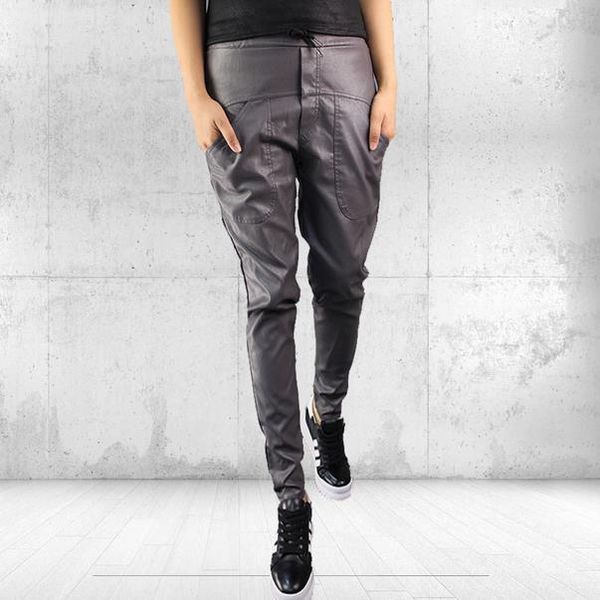 women pu leather pants autumn elastic waist skinny ankle length harem slim faux harlan trousers for female ae897 women's & capris, Black;white
women pu leather pants autumn elastic waist skinny ankle length harem slim faux harlan trousers for female ae897 women's & capris, Black;white
