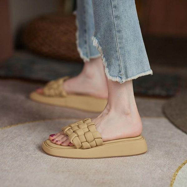 slippers concise flat platform beach women summer open toe bohemia weave pu leather casual slides outdoor female shoes white, Black
slippers concise flat platform beach women summer open toe bohemia weave pu leather casual slides outdoor female shoes white, Black