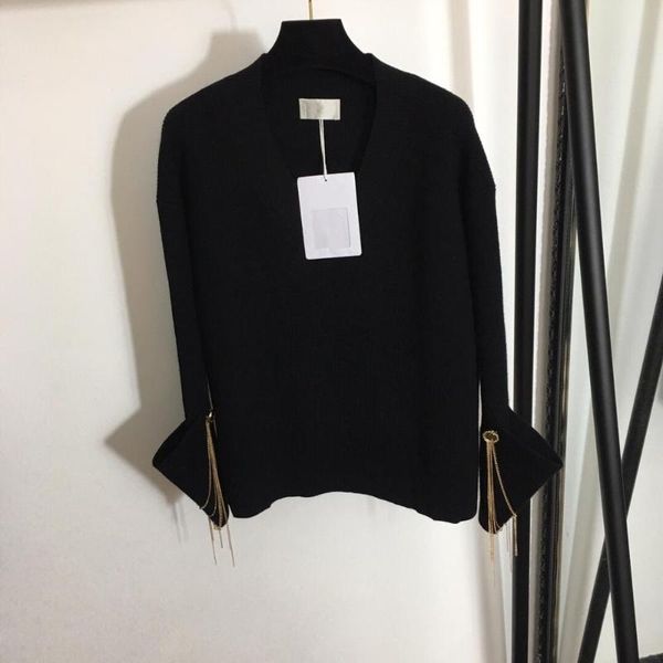 wool sweater black causal v-neck pullover women fashion chain tassels clothes loose women's sweaters, White;black
wool sweater black causal v-neck pullover women fashion chain tassels clothes loose women's sweaters, White;black