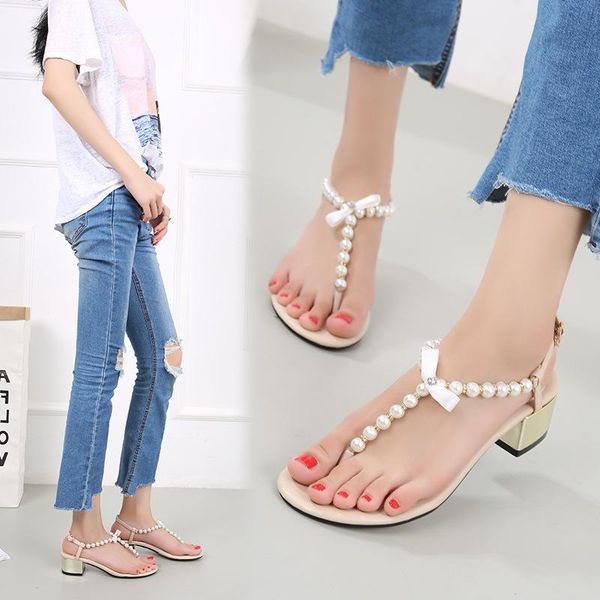 two style fairy clip toe pearl band gladiator sandals women med thick metal heels shoes flipflops beads rome sandalias2021, Black
two style fairy clip toe pearl band gladiator sandals women med thick metal heels shoes flipflops beads rome sandalias2021, Black