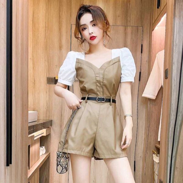 rompers&playsuits fashion casual retro khaki square neck short sleeve jumpsuits contrast slim high waist patchwork safari style 210610, Black;white
rompers&playsuits fashion casual retro khaki square neck short sleeve jumpsuits contrast slim high waist patchwork safari style 210610, Black;white
