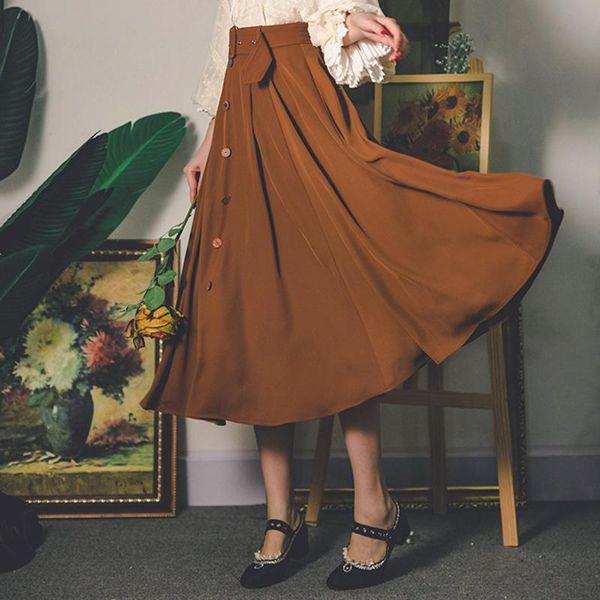 skirts women spring fall mid-calf high waist a-line draped elegant vintage solid british romantic button sash female faldas, Black
skirts women spring fall mid-calf high waist a-line draped elegant vintage solid british romantic button sash female faldas, Black