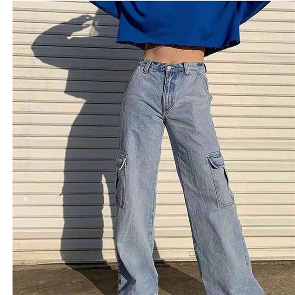women pants high waist button up loose wide leg ladies casual cargo pockets denim korean street trousers 210522, Black;white
women pants high waist button up loose wide leg ladies casual cargo pockets denim korean street trousers 210522, Black;white