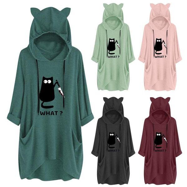 women's hoodies & sweatshirts oversized winter cute print big size long hooded female pockets cat ear pullover top, Black
women's hoodies & sweatshirts oversized winter cute print big size long hooded female pockets cat ear pullover top, Black