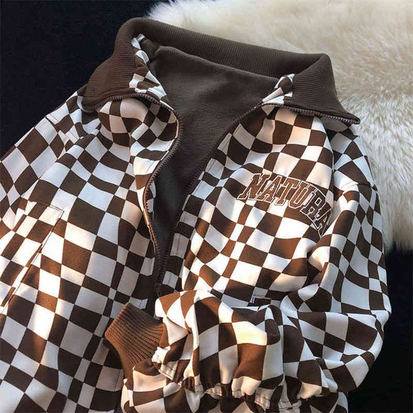 women's jackets vintage checkboard plaid hip hop women hoodies japanese preppy style outwear sweatshirts korean oversize harajuku femal, Black;brown
women's jackets vintage checkboard plaid hip hop women hoodies japanese preppy style outwear sweatshirts korean oversize harajuku femal, Black;brown