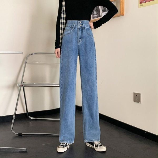 women's jeans denim straight pants women high waist trousers vintage bf stylish femme all-match casual streetwear teens ins full length, Blue
women's jeans denim straight pants women high waist trousers vintage bf stylish femme all-match casual streetwear teens ins full length, Blue