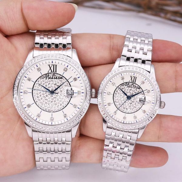 men's watch women's japan mov fashion rhinestone luxury couple clock crystal lovers' gift melissa box wristwatches, Slivery;brown
men's watch women's japan mov fashion rhinestone luxury couple clock crystal lovers' gift melissa box wristwatches, Slivery;brown
