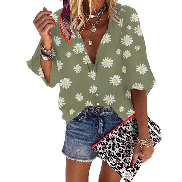 women's blouses & shirts women summer shirt floral print single breasted short sleeve oversized office work wear casual streetwear lad, White
women's blouses & shirts women summer shirt floral print single breasted short sleeve oversized office work wear casual streetwear lad, White